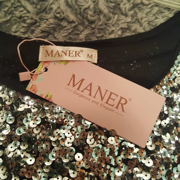 Maner Ladies' Sequined Glitter Gradient Top SZM - Picture 3 of 3